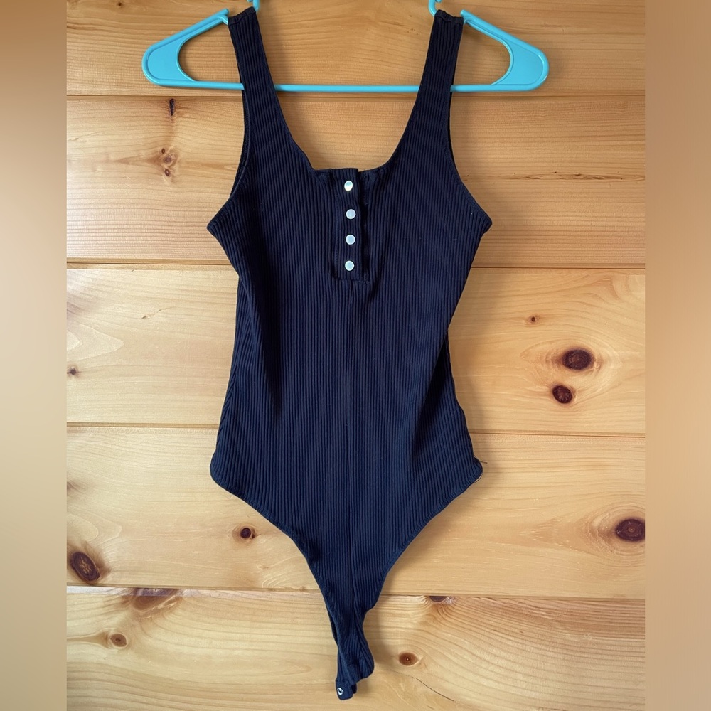 Button Top Bodysuit Ribbed Tank